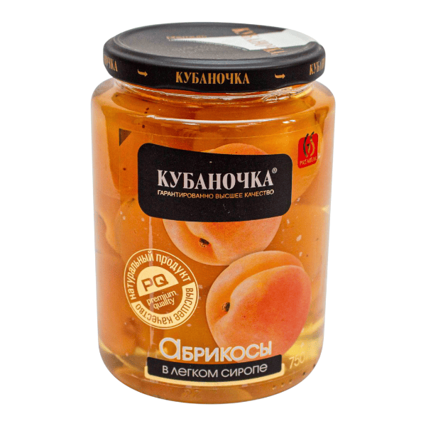 Фото Компот Кубаночка АБРИКОС в легком сиропе 520 гр