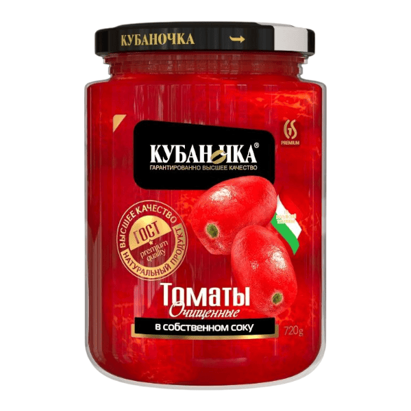 Фото Томаты очищенные в томатном соке Кубаночка 720 гр