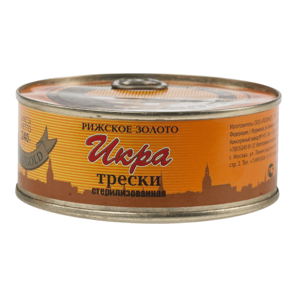 Фото Икра трески ж/б ключ 240 гр " Рижское золото"