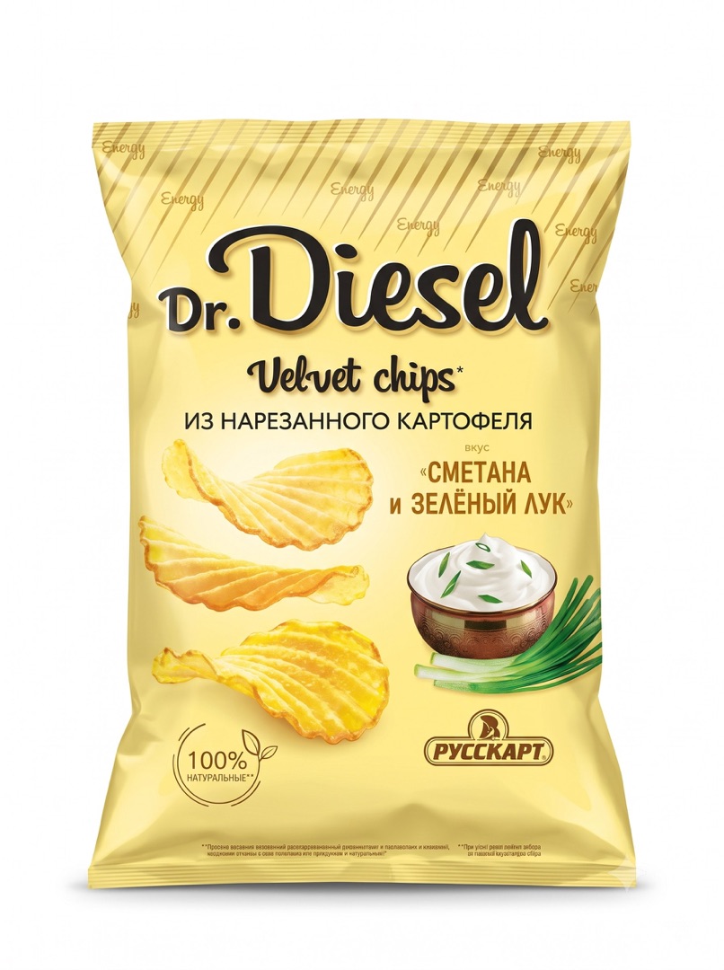 Фото Чипсы картофельные Dr.Diesel со вкусом сметана и лук 120гр