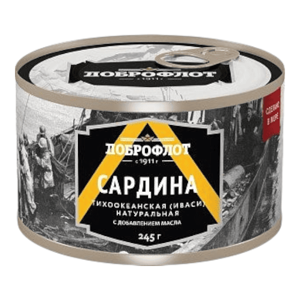 Фото Сардина иваси т/о натуральная с доб. масла "Доброфлот" 245 гр